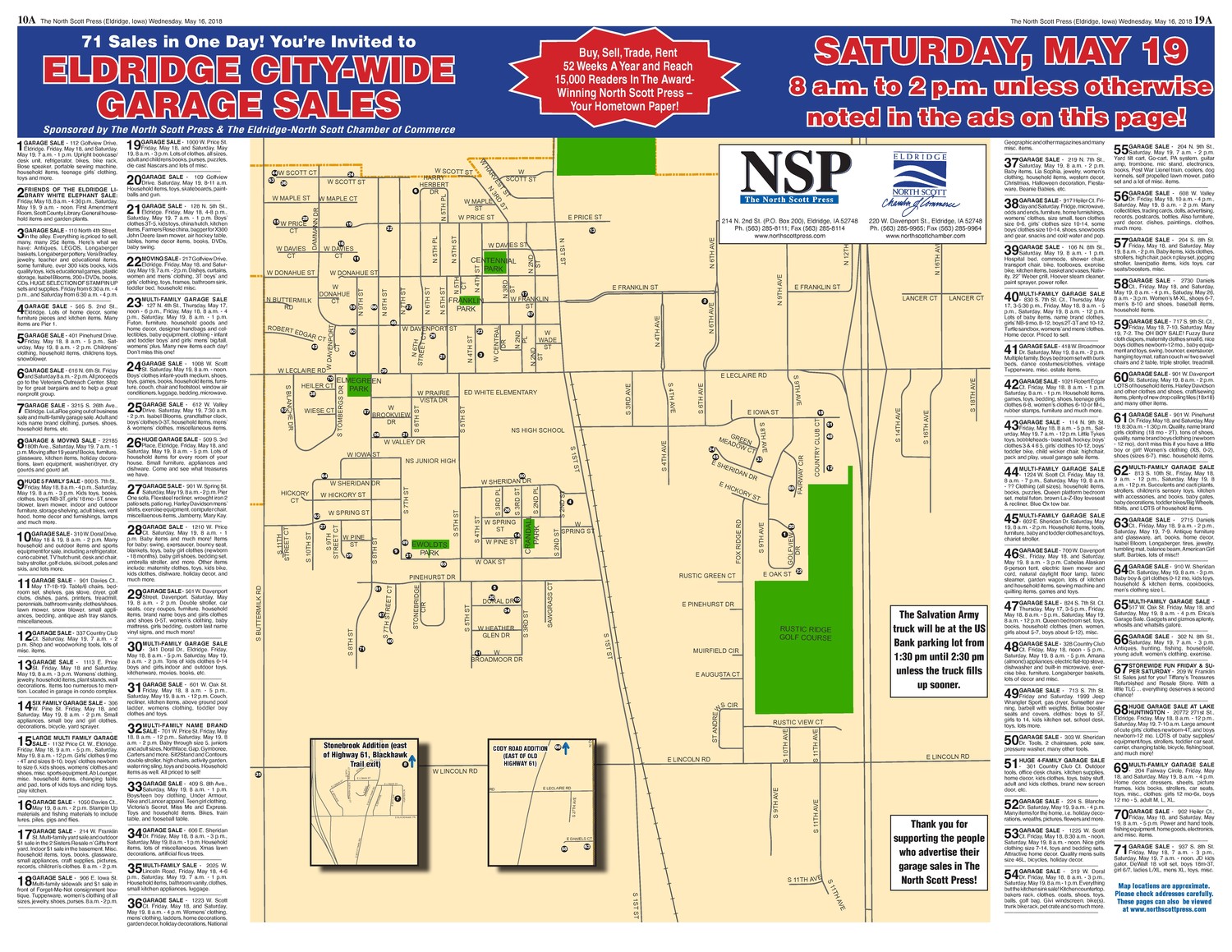 Download Your Copy Of The 2018 Eldridge Garage Sale Map North