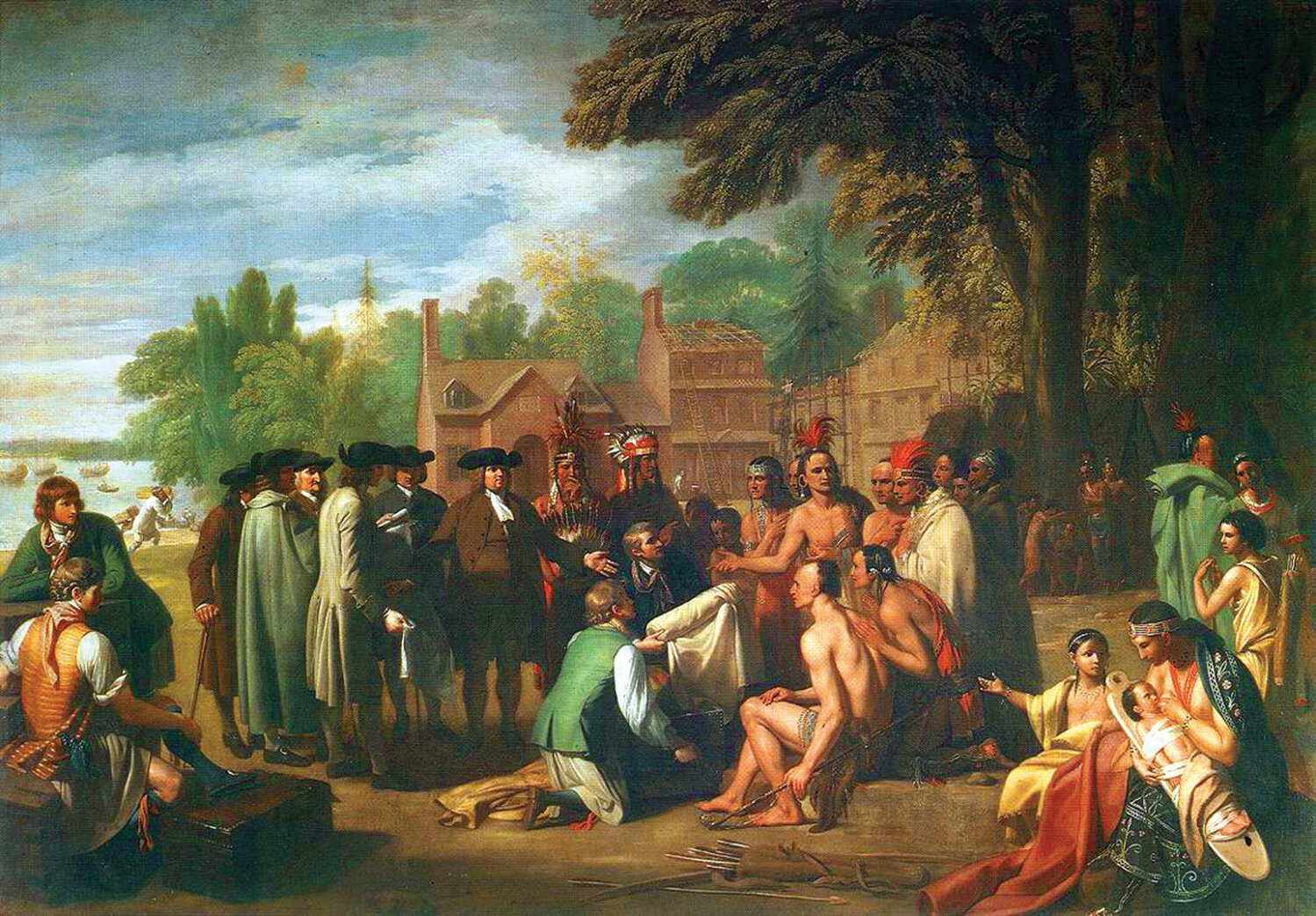 Penn&rsquo;s Treaty With the Indians, painted by the Pennsylvania artist Benjamin West, depicts a meeting between William Penn and the native Lenape leaders. There is no historical evidence that such a large, single meeting took place.
