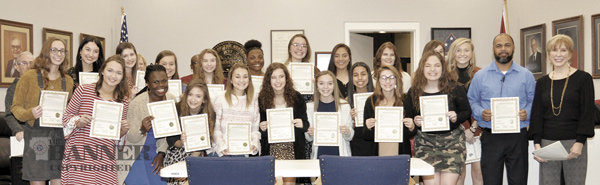On the completion of a banner season, the McKenzie High School Girls Soccer team was presented a proclamation from Mayor Jill Holland.