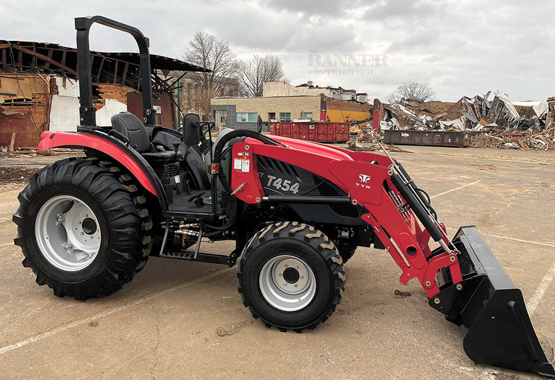 The City of Dresden received a free TYM tractor from the manufacturer on Monday, December 27. The company honored the city by presenting the piece of machinery. Dresden is still clearing streets, lawns and razing destroyed buildings after the December 10 tornado.