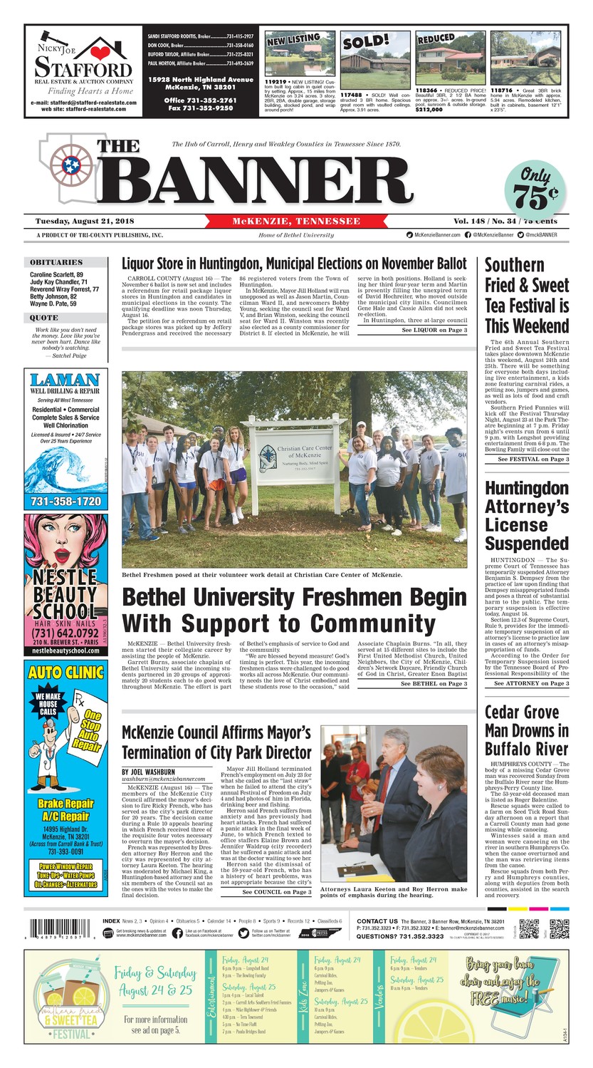 McKenzie Banner Aug. 21, 2018 | The Mckenzie Banner