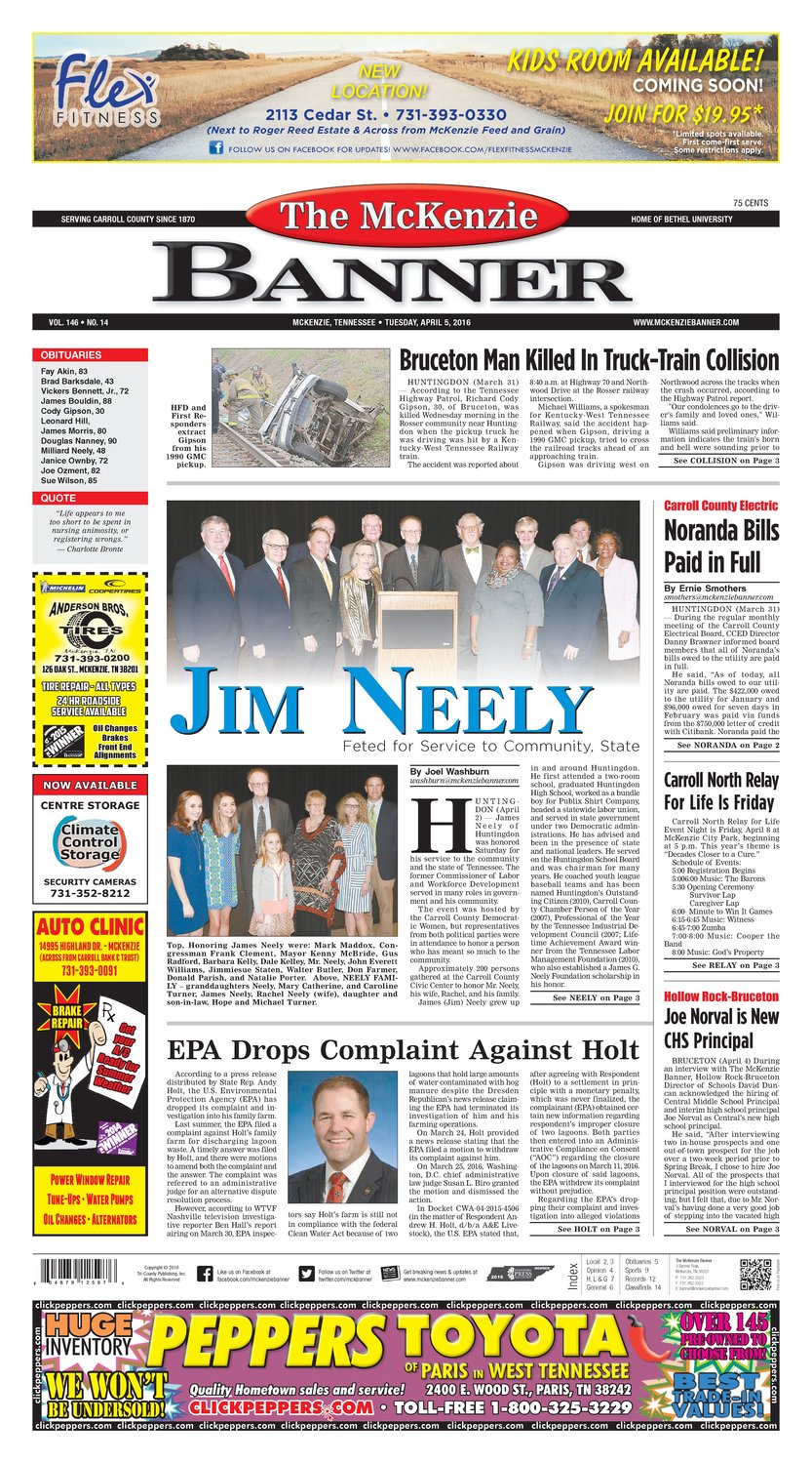 McKenzie Banner Apr. 5, 2016 The Mckenzie Banner