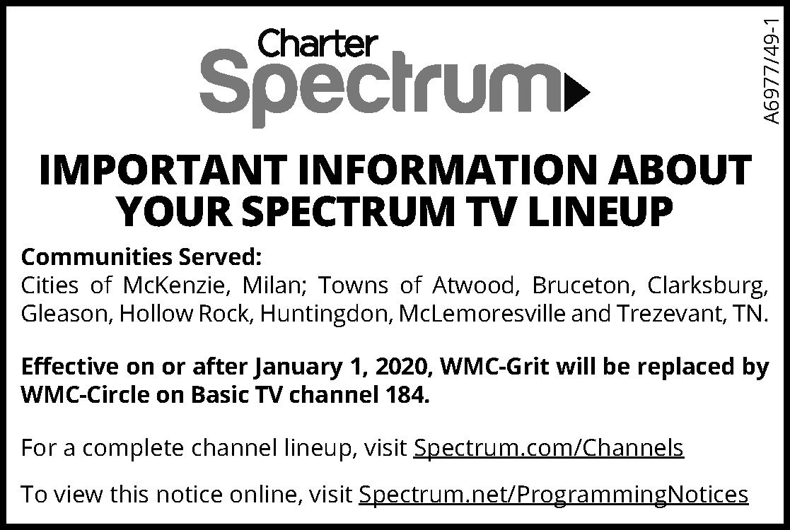 Charter Spectrum Channel Changes Wk49 The Mckenzie Banner