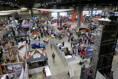 Vendor booths at the 2016 Seattle Bike Show.