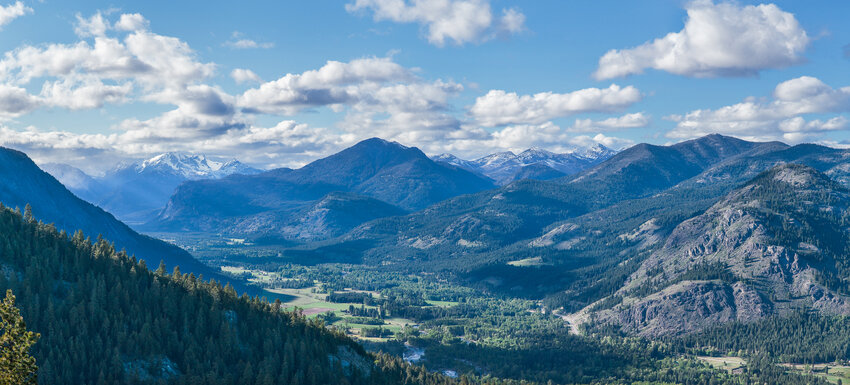 A Canadian company hopes to mine copper on Flagg Mountain, the rock face just left of center in the photo of the upper Methow Valley. Photo by Matt Firth. 