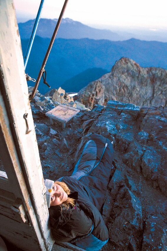 The look of content at a fire lookout atop a North Cascades summit. Photo by Alex Guiry.
