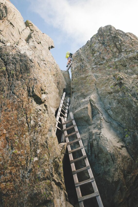 Ladders leading to a North Cascades Summit. Alex Guiry photo.