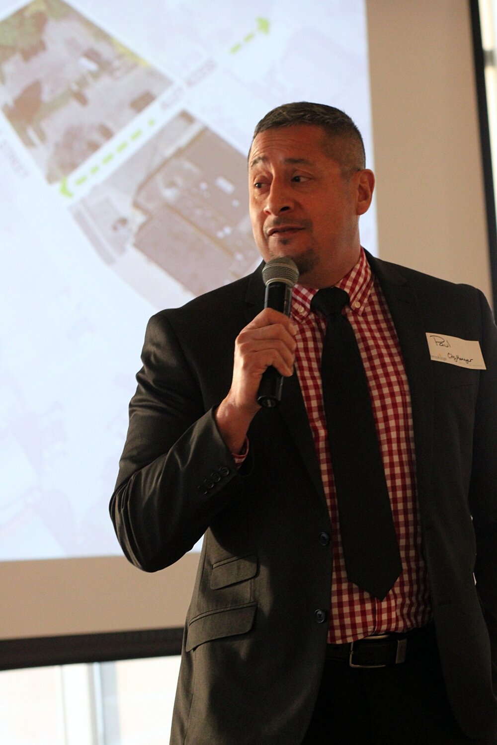 City Manager Paul Briseno was among the speakers on the evening of Nov. 3 at a community meeting regarding the proposed location of a new facility for the Brookings Police Department.