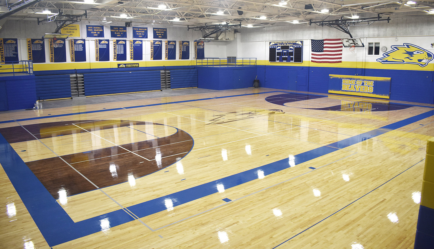 Wilton High School gym gets fresh coat of stain WiltonDurant