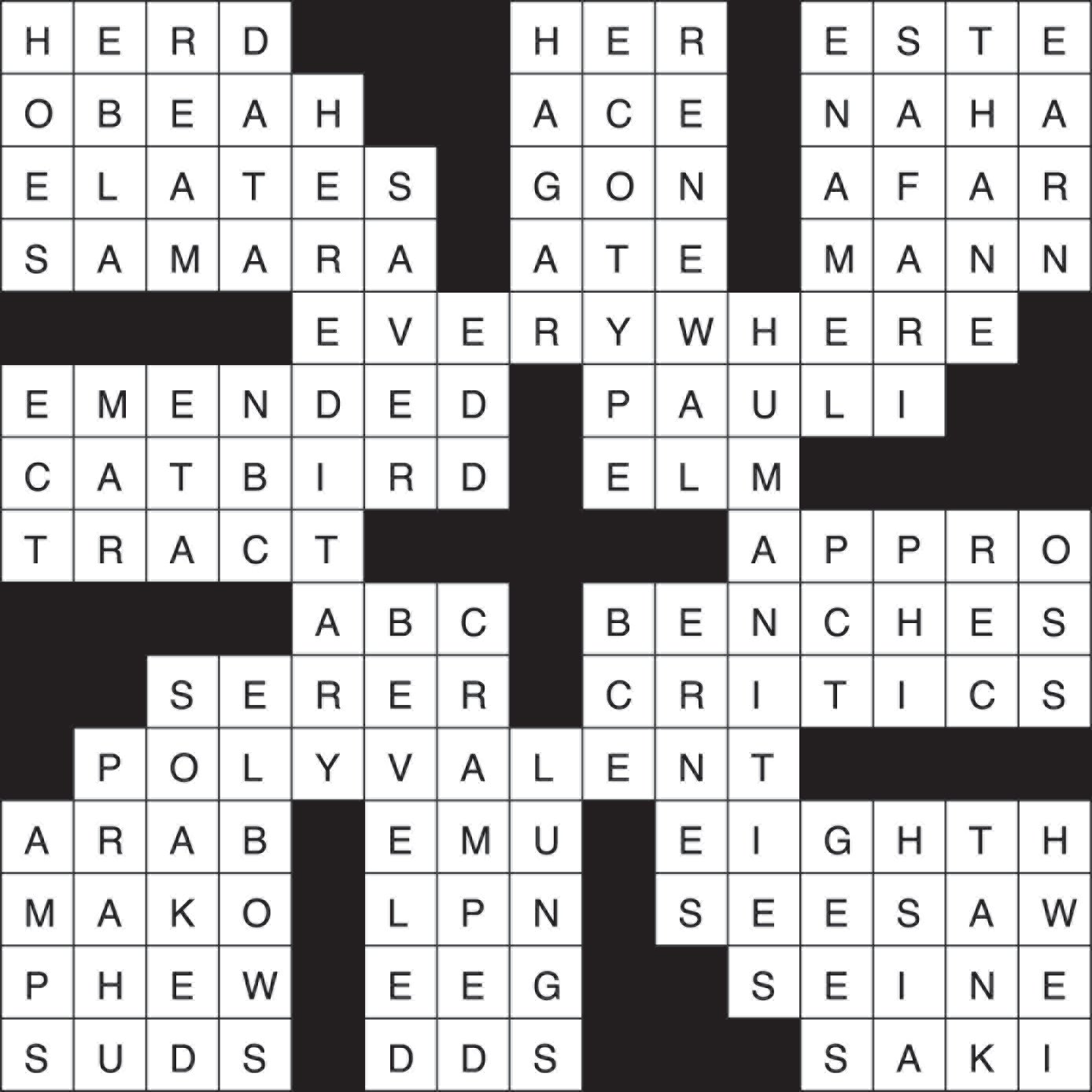 Crossword Puzzle Answers May 6 12 2021 The Northern Light