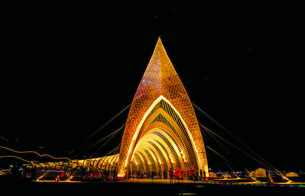 April Jones and Todd Evans helped lead the effort to build this cathedral at the annual Burning Man festival in northwest Nevada. Photo courtesy Matt Mihály