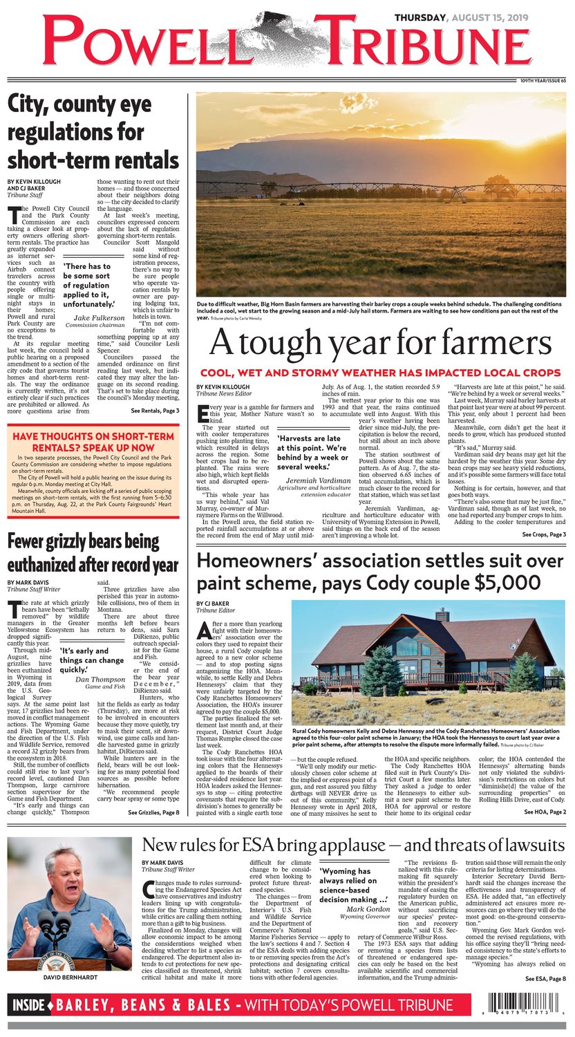 Powell Tribune August 15, 2019 Powell Tribune