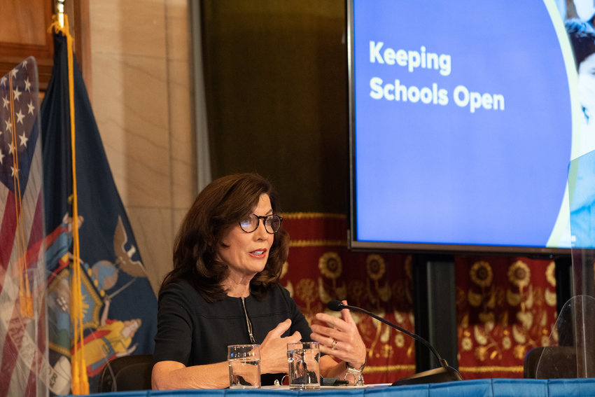 Gov. Kathy Hochul says she is sending 2 million COVID-19 tests to New York City public schools, which could make many of them available just after the winter break as omicron variant cases rise.