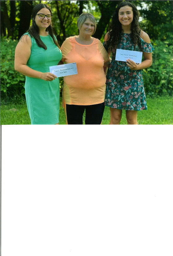 SCHOLARSHIP RECIPIENTS — Casey’s Tavern, 7749 River Road, has presented a pair of $500 scholarships to recent high school graduates Aimee Peebles, of Oneida High School, and Gianna Capoccia, of Rome Free Academy. Both graduates will attend college in the fall. The checks were presented at the Casey’s Memorial Gold Tournament/Scholarship Fun event on Saturday, Aug. 7. From left: Peebles; Gertrude Stedman, owner of Casey’s Tavern, and Capoccia.