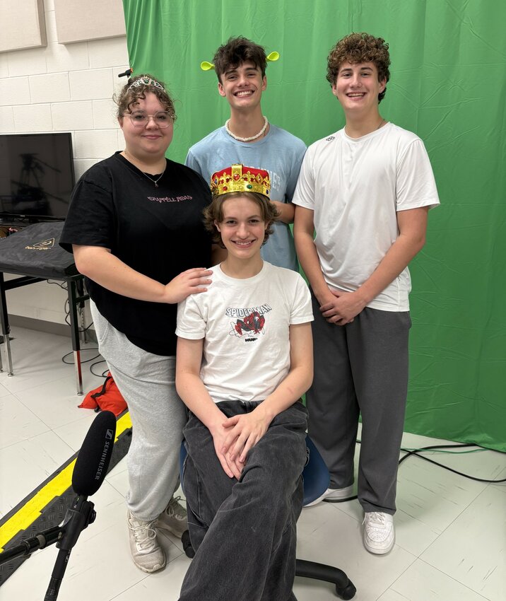 (L-R) “Shrek” cast members Reagan Scott, Owen Panitz, Jude McCallister and Jacob Young, who play Fiona, Shrek, Donkey and Lord Farquaad, respectively, filmed a promotional video for the show on October 15.
