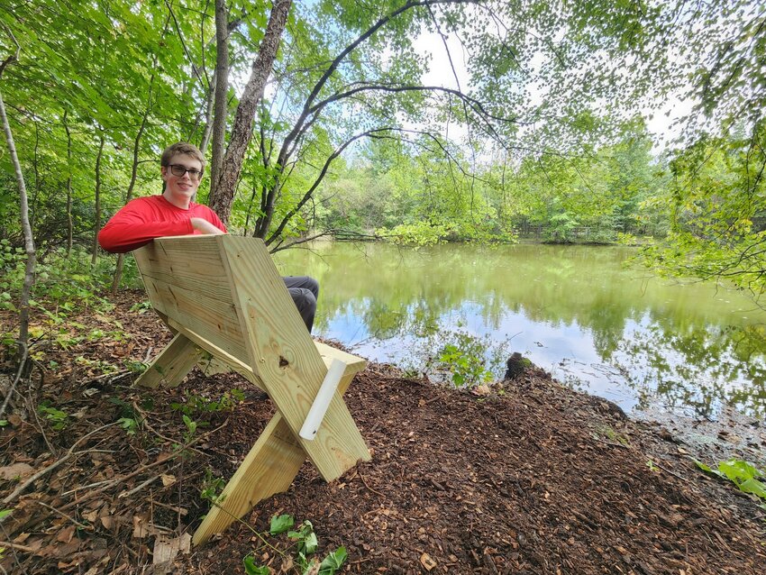 Harrison Klee installed benches at Kinder Farm Park to make it easier for visitors to enjoy Cattail Pond.