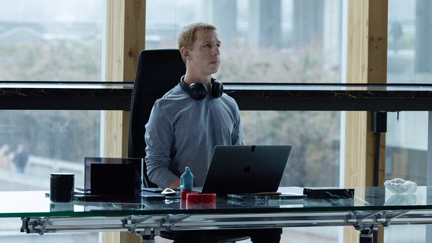 Jeremy Strong portrays Mark Zuckerberg in &ldquo;The Social Reckoning.&rdquo;