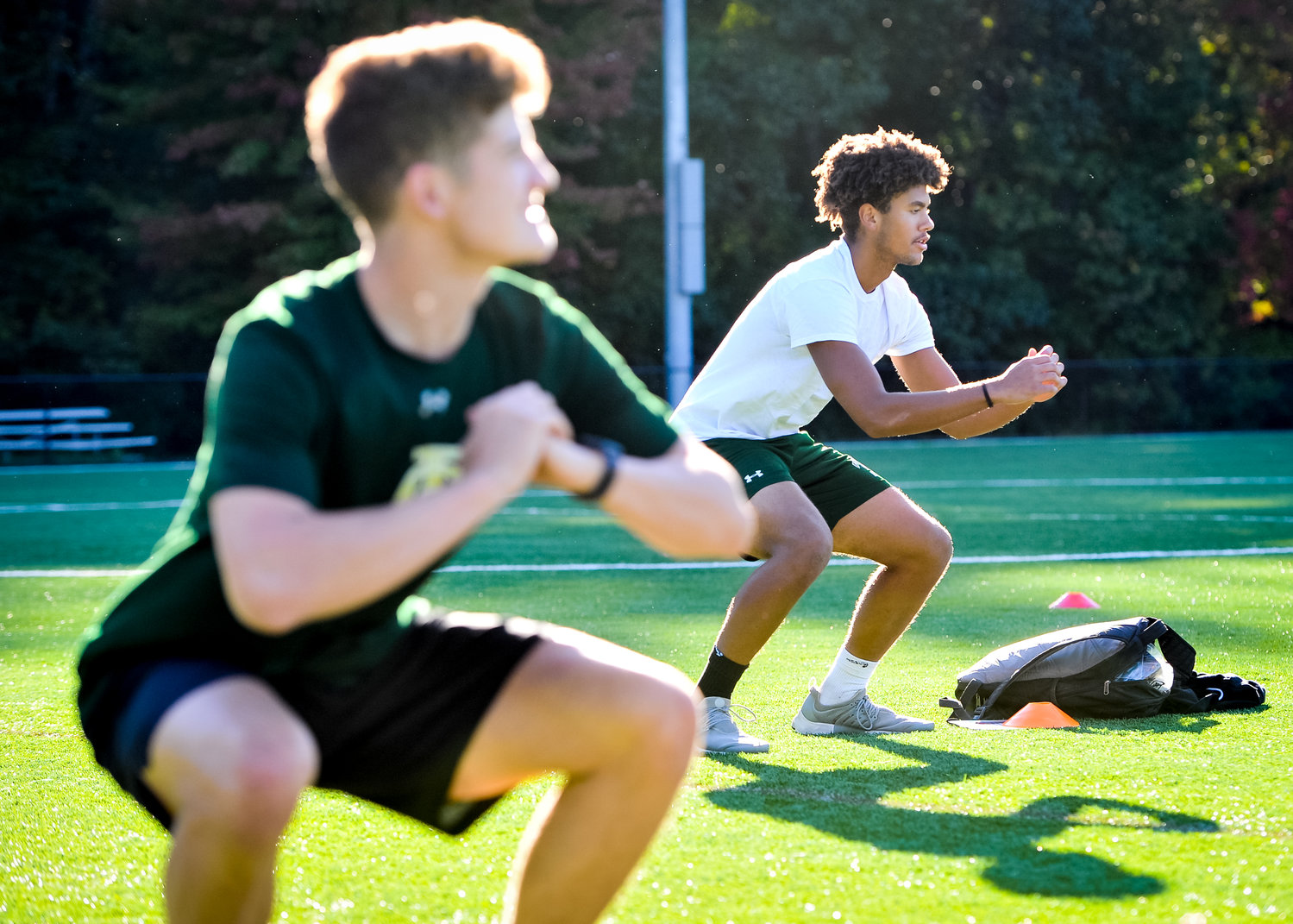 Danny Swope (foreground) and Josh Leedy (background) engaged in training sessions.