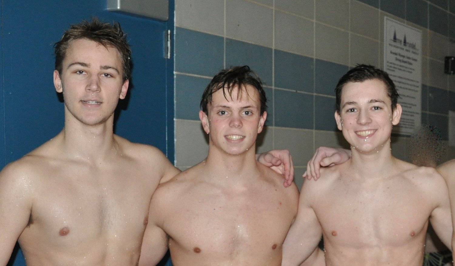 (L to R) Colin Dennis, AJ Gillespie and Ben Simpkins have enjoyed success on the Falcons swim team.