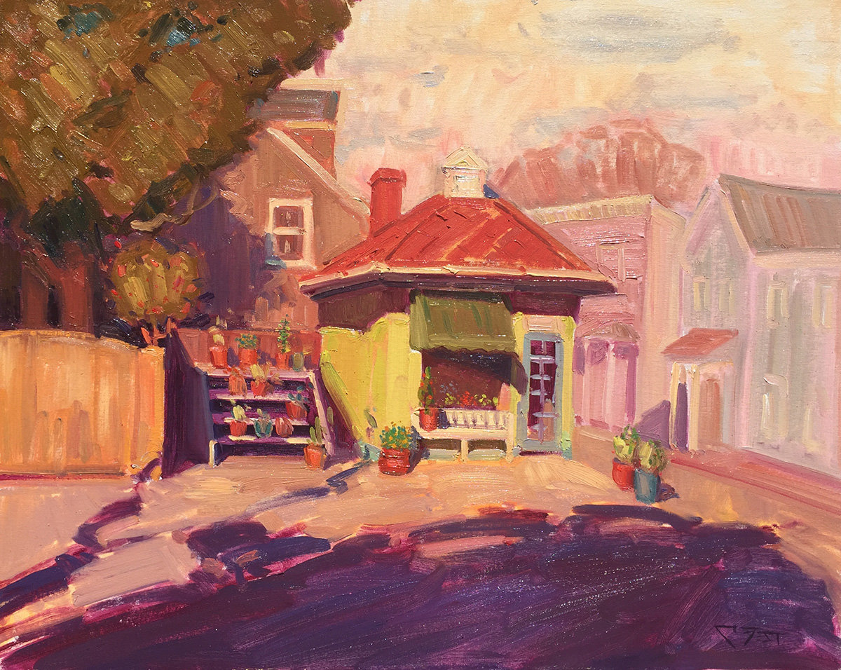 Christopher Best is sharing the oil piece "Flower Shoppe" at McBride Gallery.