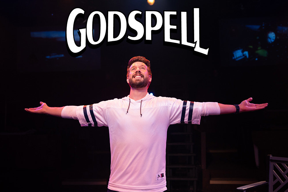 Justin Calhoun plays Jesus in the Toby’s production of “Godspell.”